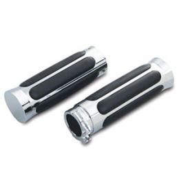 Arlen Ness Billet Grips - Horizontal Rubber - Chrome　カタログ番号:0630-0400